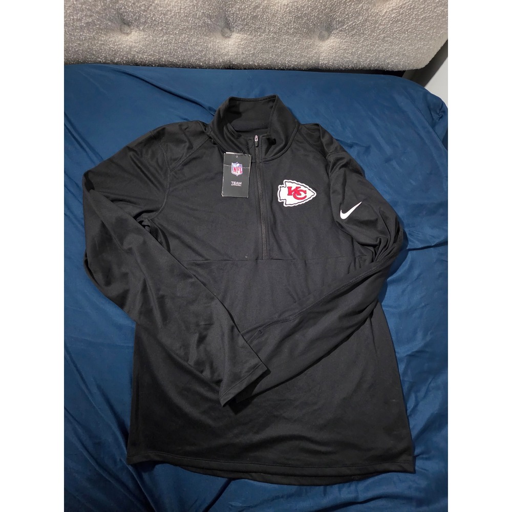 Nike Kansas City Chiefs Dri-FIT Quarter Zip Pullover Mens Medium Black N025-00A